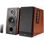 Edifier R1700BT 2.0 Bookshelf Speakers, BT V5.1, RCA, 0.75-inch Tweeters, 4-inch Drivers, 66W (RMS), Control Knobs and Remote Control, Brown