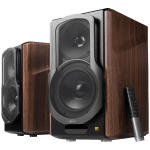 Edifier S2000MKIII Active Bookshelf Speakers, Bluetooth V5.0, Optical, Coaxial, Dual RCA Inputs, Planar diaphragm tweeters and aluminum diaphragm drivers, 130W (RMS), 4 EQ Presets, Control Knobs and Remote Control, Brown