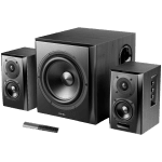Edifier S351DB 2.1 Audio System, BT V5.1, Optical, Coaxial, RCA, 8-inch Subwoofer, 3.5-inch Drivers, 0.75-inch Tweeters, 150W (RMS), Control Knobs and Remote Control, Black