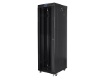 Комуникационен шкаф Lanberg rack cabinet 19" free-standing 42U/600x800 (flat pack) with glass door lcd black v2
