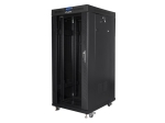 Комуникационен шкаф Lanberg rack cabinet 19" free-standing 27U/800x1200 (flat pack) with glass door lcd, Top with fan tray: included 4 fans, Black