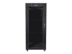 Комуникационен шкаф Lanberg rack cabinet 19" free-standing 27U/800x1200 (flat pack) with glass door lcd, Top with fan tray: included 4 fans, Black