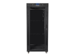 Комуникационен шкаф Lanberg rack cabinet 19" free-standing 27U/800x1000 (flat pack) with glass door lcd black v2