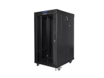 Комуникационен шкаф Lanberg rack cabinet 19" free-standing 22U/600x800 (flat pack) with glass door lcd black v2