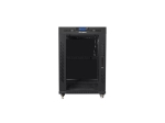 Комуникационен шкаф Lanberg rack cabinet 19" free-standing 15U/600x600 (flat pack) with glass door lcd black v2