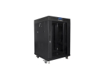 Комуникационен шкаф Lanberg rack cabinet 19" free-standing 15U/600x600 (flat pack) with glass door lcd black v2