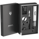 Prestigio Garda, smart wine opener, simple operation with 2 buttons, aerator, vacuum stopper preserver, foil cutter, opens up to 50 bottles wihout recharging, premium design, 500mAh battery, Dimensions D 17mm* H 290mm* W100 mm, silver color.