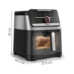 Уред за здравословно готвене Tefal EY8468E0 Easy Fry Silence XXL VISION, black, 7L (2kg, 8 portions), 1800W, dual zones, detachable front, 10 automatic programs