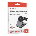 Външна батерия Verbatim Foldable 3-in-1 Qi2 Magnetic Wireless Power Bank 10000 mAh Grey