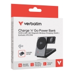 Външна батерия Verbatim Foldable 3-in-1 Qi2 Magnetic Wireless Power Bank 5000 mAh Grey
