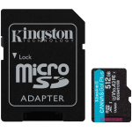 Kingston 512GB microSDXC Canvas Go Plus Gen4 200MB/s A2 U3 V30 Card + Adapter