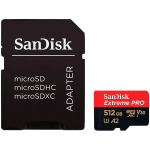 SANDISK Extreme PRO microSDXC 512GB + SD Adapter + 2 years RescuePRO Deluxe up to 200MB/s & 140MB/s Read/Write speeds A2 C10 V30 UHS-I U3