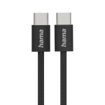 HAMA Кабел за зареждане "Fabric", USB-C - USB-C, 1 m, Nylon, черен