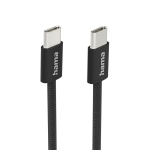 HAMA Кабел за зареждане "Fabric", USB-C - USB-C, 1 m, Nylon, черен
