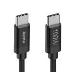 Hama Кабел за зареждане, "Fabric", USB-C - USB-C, 100 W, 1.5 m, Nylon, black