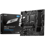 MSI PRO B760M-P DDR4, mATX, Socket 1700, Dual Channel DDR4 4800(OC)MHz, 1x PCIe x16 slots, 2x M.2 slots, 1x HDMI, 1x DP, 1x VGA, 1x USB 3.2 Gen 2 Type-C, 1x USB 3.2 Gen 1, 4x USB 2.0, 7.1 HD Audio, 1Gbps LAN, 3Y