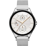 Часовник HiFuture Aura2 Silver, 1.32 "AMOLED, Powered by Dual Core, Metallic Frame, Bluetooth Call, 3D User Interface, 1ATM Waterproof, 24/7 True Heart Rate & Blood Oxygen Sensor, 100+ Sports Mode, Up to 7 days daily use, Extra Silicone Strap inbox